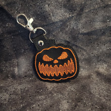 Load image into Gallery viewer, Jack-o-Lantern Embroidered Keychain