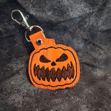 Load image into Gallery viewer, Jack-o-Lantern Embroidered Keychain
