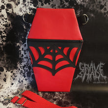 Load image into Gallery viewer, Red Spiderweb Coffin Cross Body Shoulder Bag