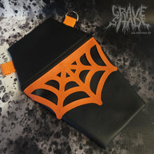 Load image into Gallery viewer, Orange Spiderweb Coffin Cross Body Shoulder Bag