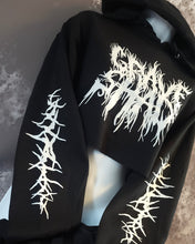 Load image into Gallery viewer, Rooted in Thorns Grave Shade Crop Hoodie