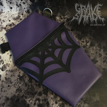 Load image into Gallery viewer, Purple Spiderweb Coffin Cross Body Shoulder Bag
