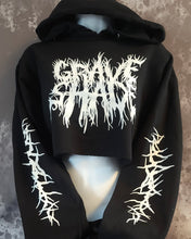 Load image into Gallery viewer, Thorned Bloom Grave Shade Crop Hoodie
