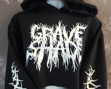 Load image into Gallery viewer, Thorned Bloom Grave Shade Crop Hoodie

