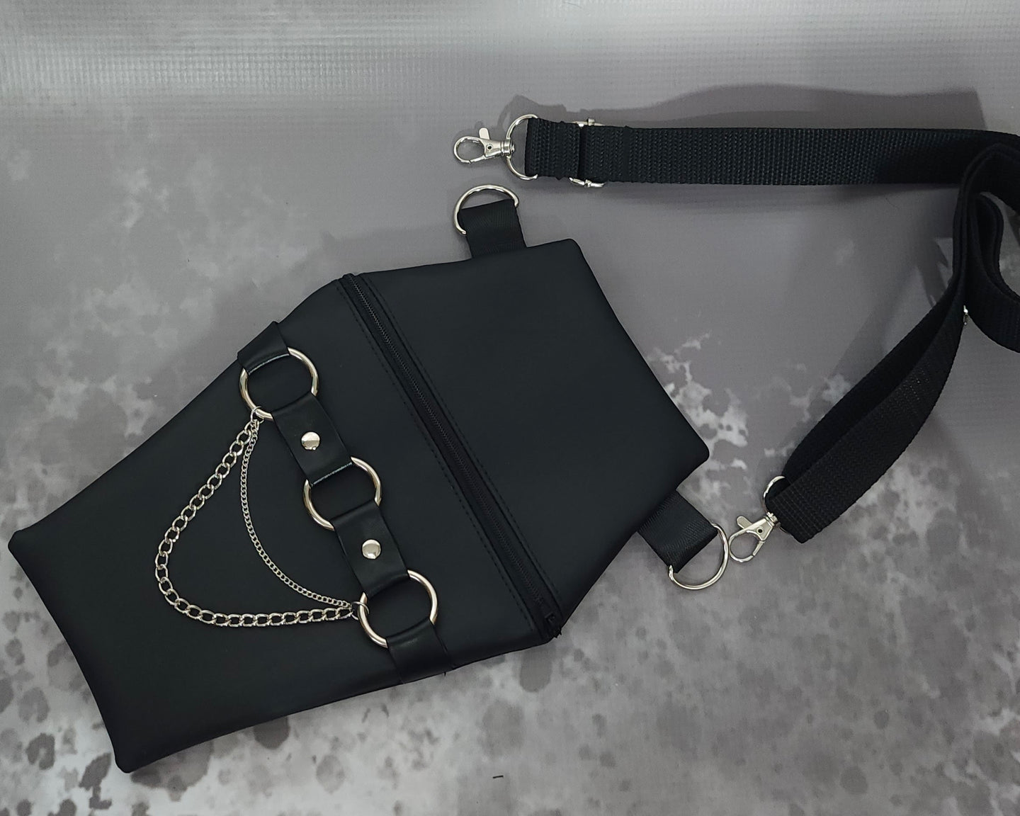 Chained Trio Coffin Cross Body Shoulder Purse